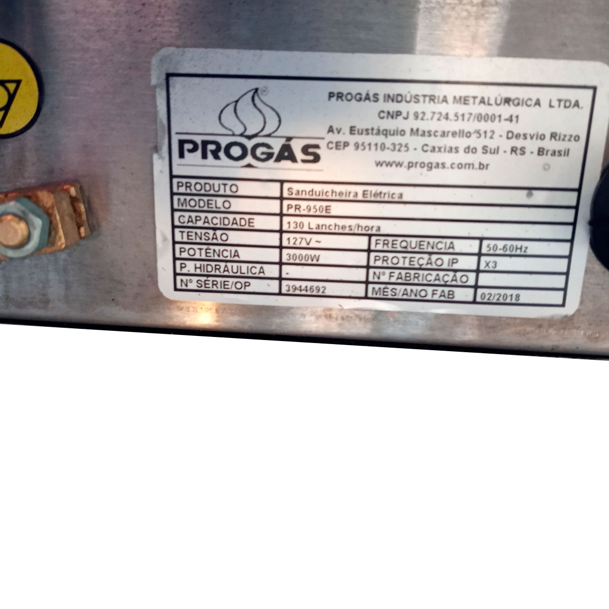 SEMINOVO - Sanduicheira Dupla 1 Prensa Gigante Elétrica PR-950E 127V - Progás