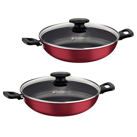 Kit - 2 Panelas Wok Alumínio 28cm Loreto Vermelho - Tramontina