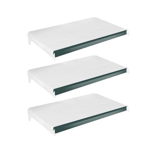 Kit 3 Bandejas Prateleiras 40x73 Ponta Para Gôndolas New Plus Com Porta Etiquetas Verde - SA Gôndolas