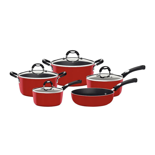 Jogo de Panelas Mônaco Em Alumínio Revestimento Antiaderente Starflon Vermelho 5 Peças - Tramontina 20899750