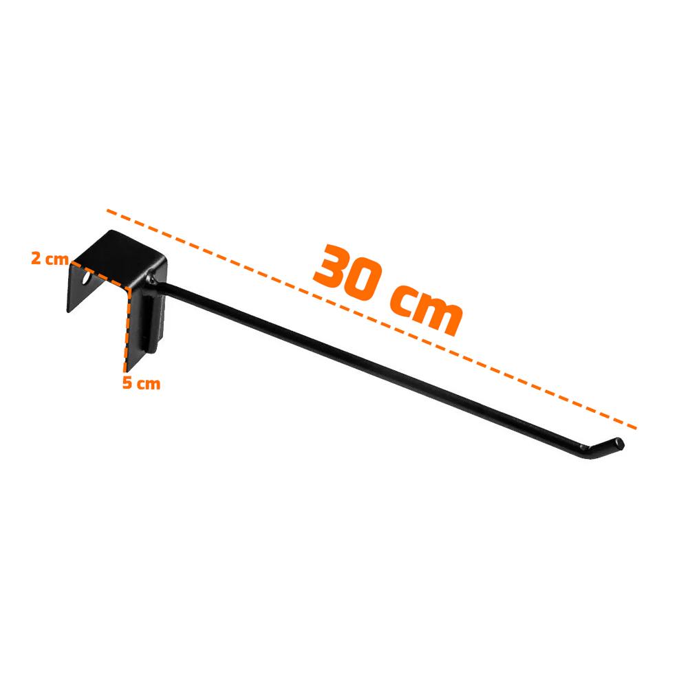 Kit - Régua Para Organização de Gondola 91cm + 6 Ganchos Simples Preto New Plus - Sa Gondolas