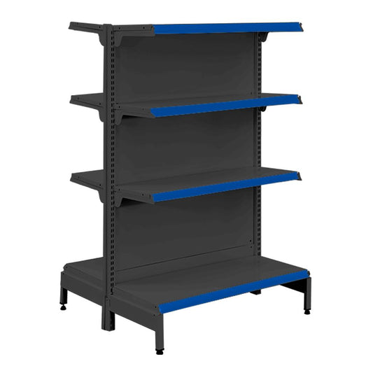 Gôndola Prateleira Preta New Plus 1,40 Central Inicial GCI - Sa Gôndolas Porta Etiquetas Azul