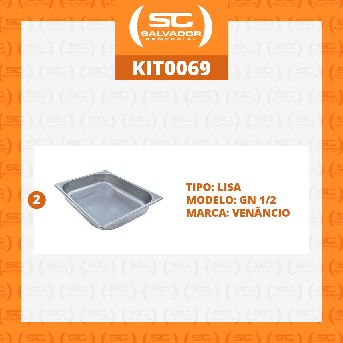 Kit Cuba Gastronômica Inox 2 Peças GN 1/2 Lisa Profissional 325x265x65mm GN 1/2 - Venâncio