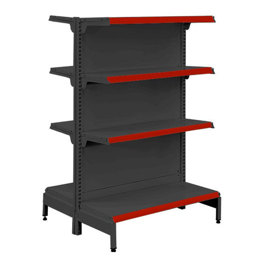 Gôndola Prateleira Preta New Plus 1,40 Central Inicial GCI - Sa Gôndolas Porta Etiquetas Vermelho