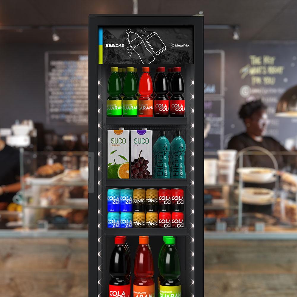 Refrigerador Visa Expositor Multiuso Preto 313/343L Porta De Vidro 2°C a 8°C VB28RH 127V - Metalfrio