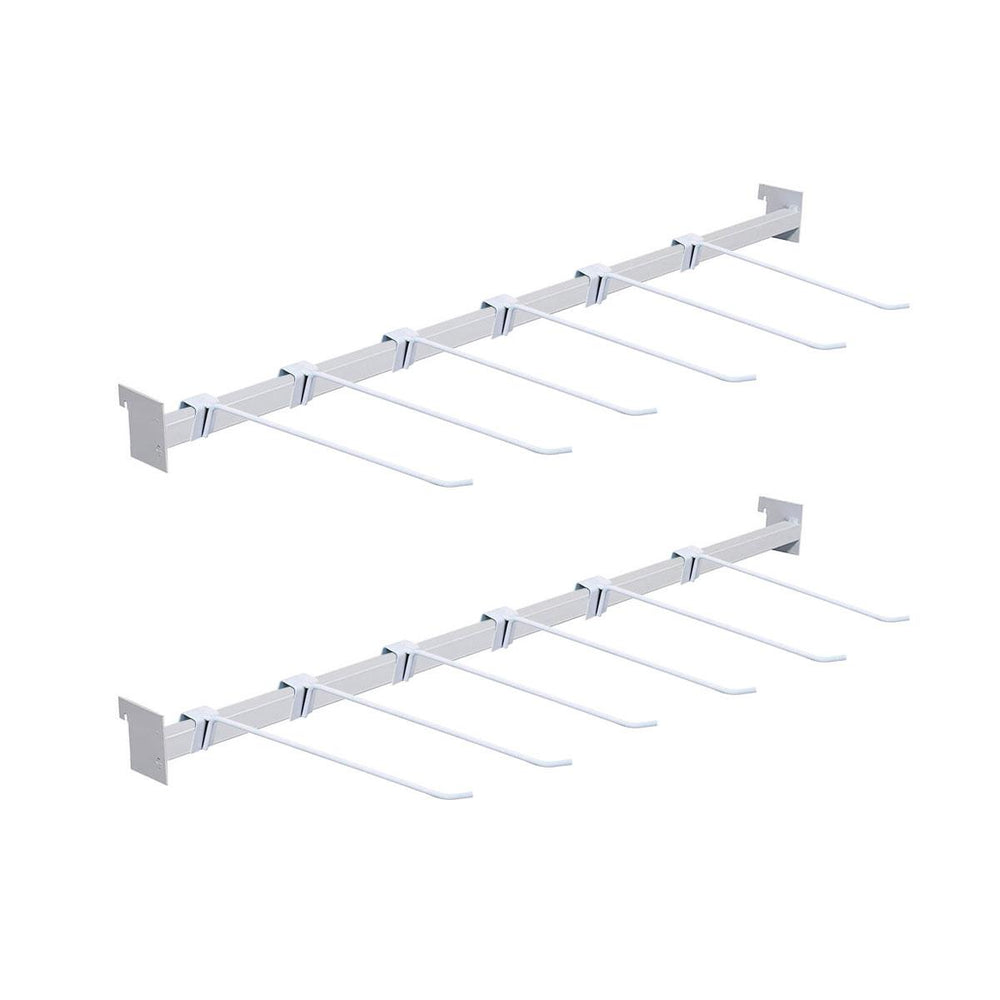 Conjunto 2 Réguas 92cm e 12 Ganchos Simples 30cm Para Gôndolas Premium Flex Branco - Amapá