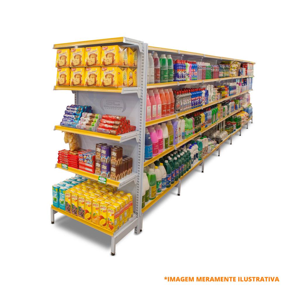 Gôndola Prateleira Preta New Plus 1,70 Ponta GP - Sa Gôndolas Porta Etiquetas Azul