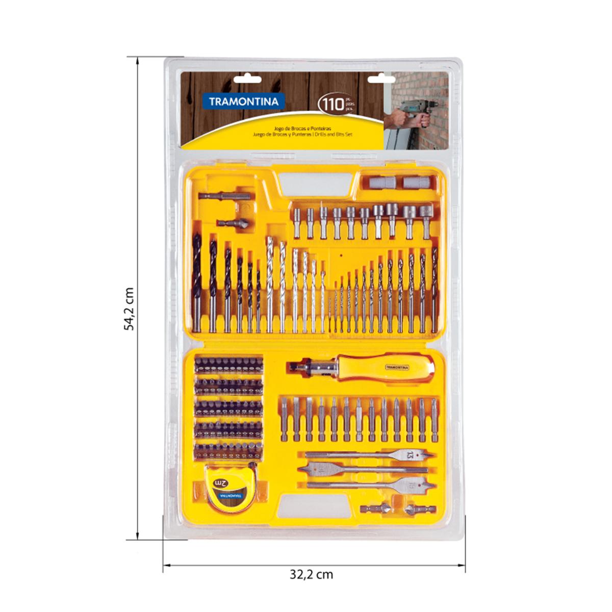 Maleta Plástica Com Brocas e Ponteiras Doméstico 110 Peças - Tramontina 43145110