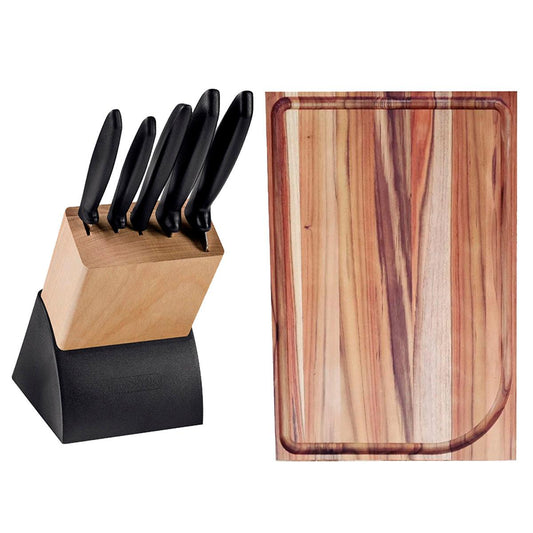 Kit - Faqueiro Plenus 6 Peças + 1 Tábua Para Churrasco 49x35 - Tramontina