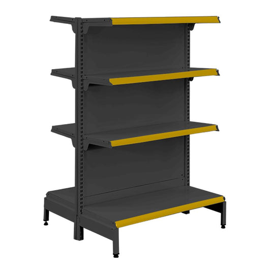 Gôndola Prateleira Preta New Plus 1,40 Central Inicial GCI - Sa Gôndolas Porta Etiquetas Amarelo