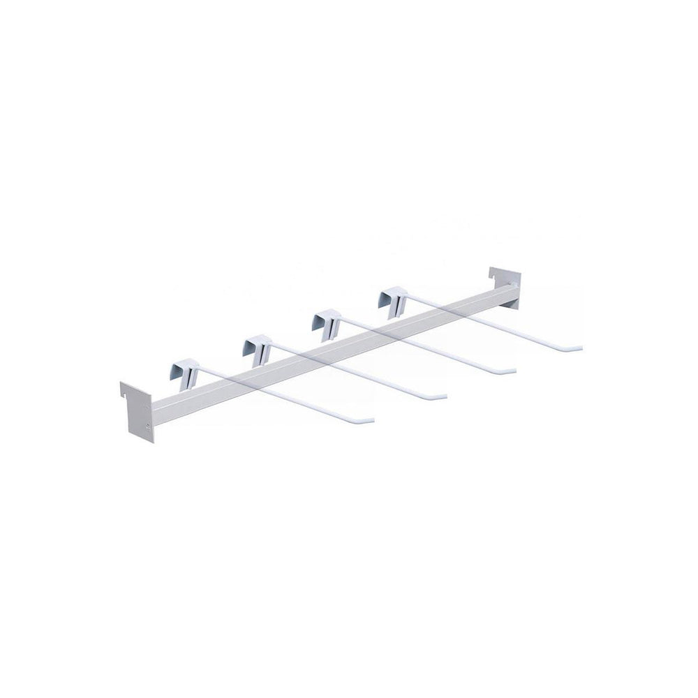 Kit - Régua Para Gôndola Ponta 73cm + 4 Ganchos Simples Branco - Sa Gondolas