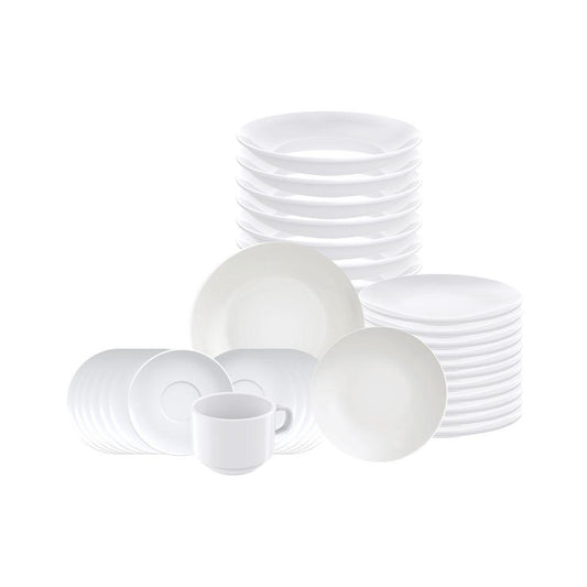 Jogo de Pratos e Xícaras 36 Peças Leonora em Porcelana Branco - Tramontina