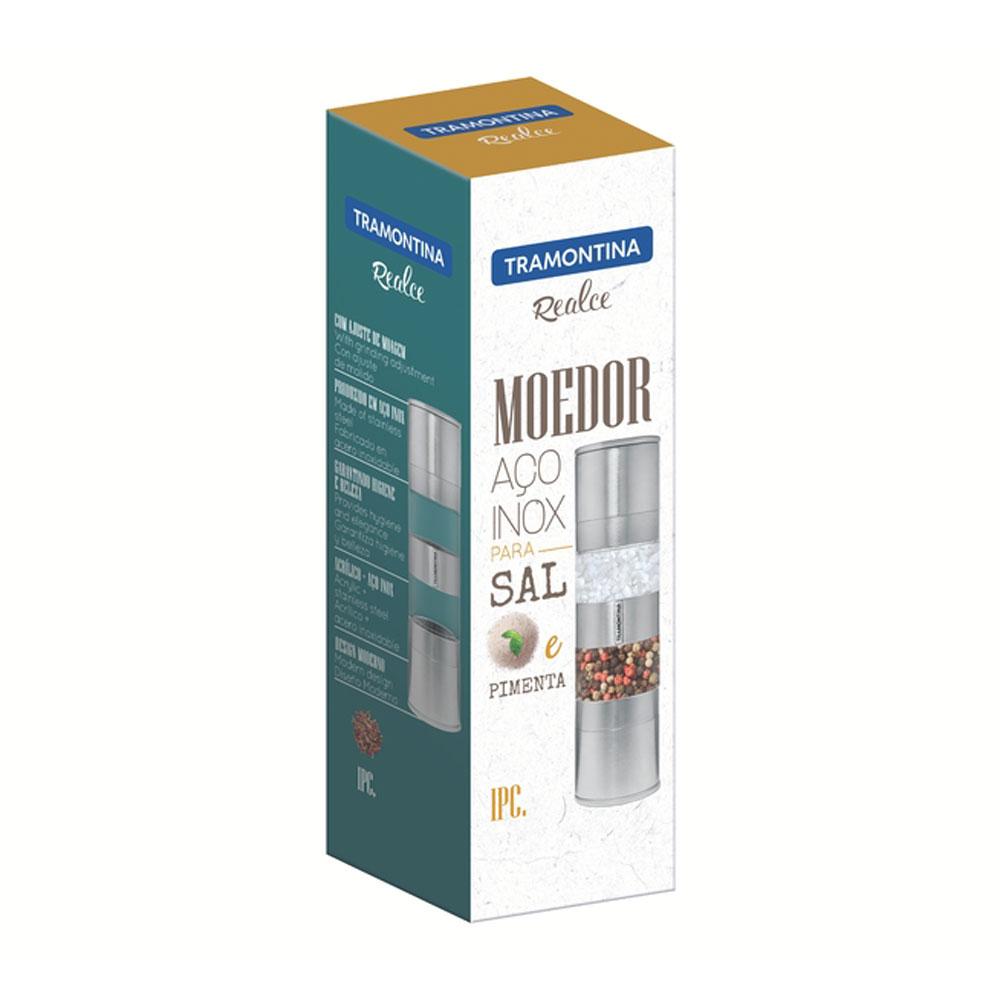 Kit Faqueiro Premium 3 Peças + 1 Moedor de Sal Ou Pimenta Duplo Em Acrílico e Inox - Tramontina