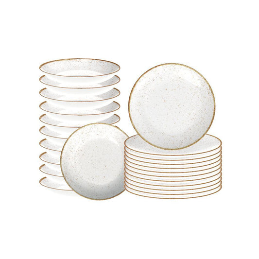 Jogo de Pratos 24 Peças Rústico Marrom em Porcelana Decorada - Tramontina