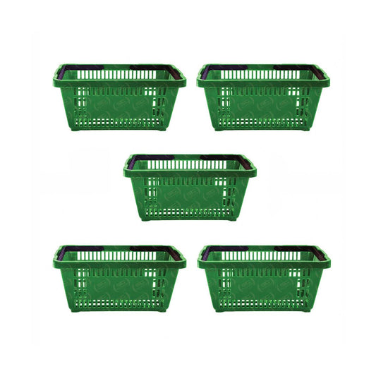 Kit - 5 Cestos Compras Plástica D100 Cód. 3000 Verde - Della Plast