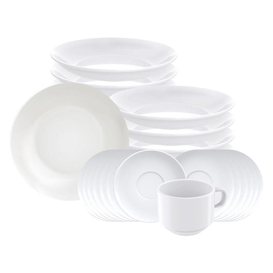 Jogo de Pratos de Sobremesa e Xícaras 24 Peças Leonora em Porcelana Branco - Tramontina