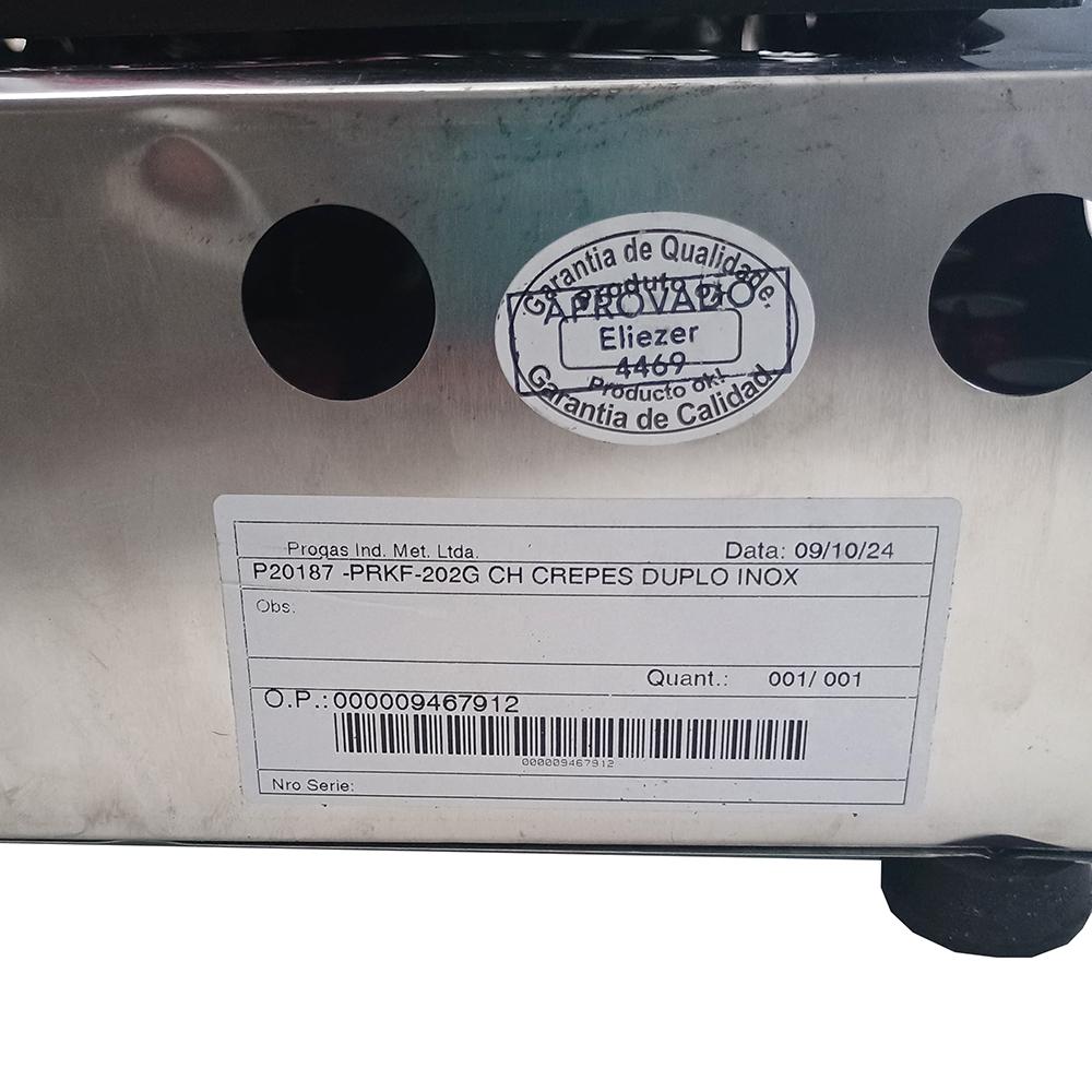 SEMINOVO - Chapa Crepe Francês 1 Ch. Redonda e 1 Ch. Quadrada a Gás - PRKF-20 2G - Progás