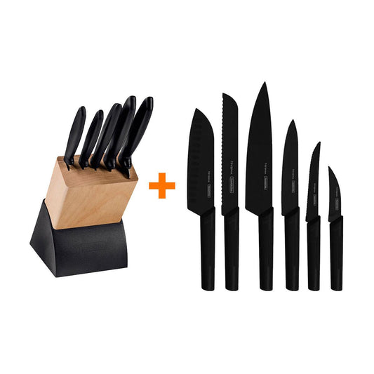 Kit - Faqueiro Plenus 6 Pecas + 1 Jogo de Facas Nygma Texturizadas 6 Pecas - Tramontina