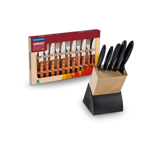 Kit - Faqueiro Plenus 6 Peças + 1 Jogo de Churrasco 12 Peças Dynamic - Tramontina