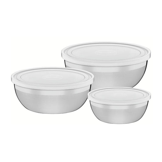 Jogo de Potes em Aço Inox Com Tampa Plástica Freezinox 3 Peças - Tramontina 64220160