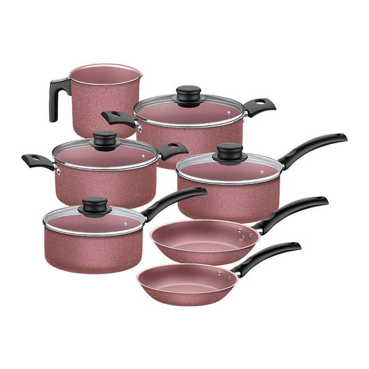 Jogo de Panelas Turim Aluminio Revestimento Antiaderente 7 Peças Rosa - Tramontina 20297461