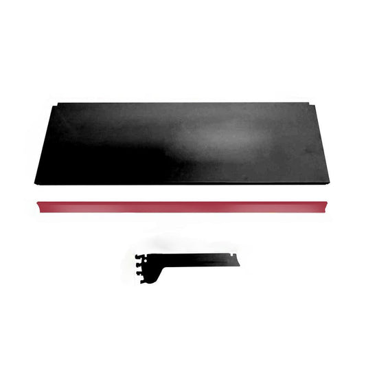 Kit 3 Bandeja Prateleira 30x91 Gôndolas New Plus Preto Porta Etiqueta Vermelho sa Gôndolas