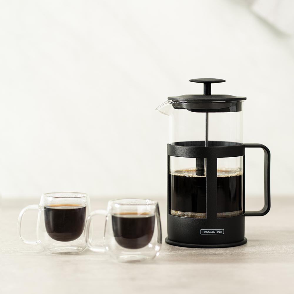 Cafeteira Francesa Para Café Gourmet em Vidro e Polipropileno Preto 1l - Tramontina 61767600