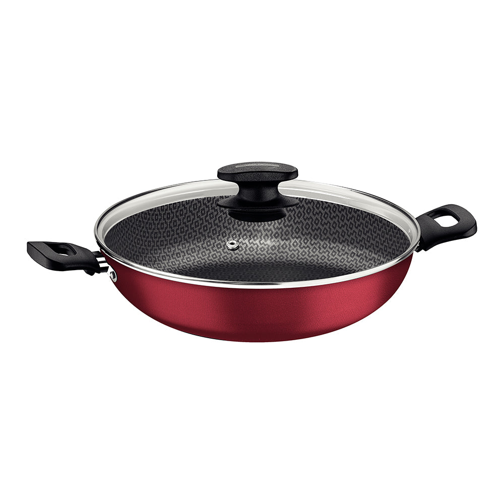 Kit Panela de Pressão Inox 4,5l Brava + Panela Wok Alumínio Loreto 28cm Vermelha - Tramontina