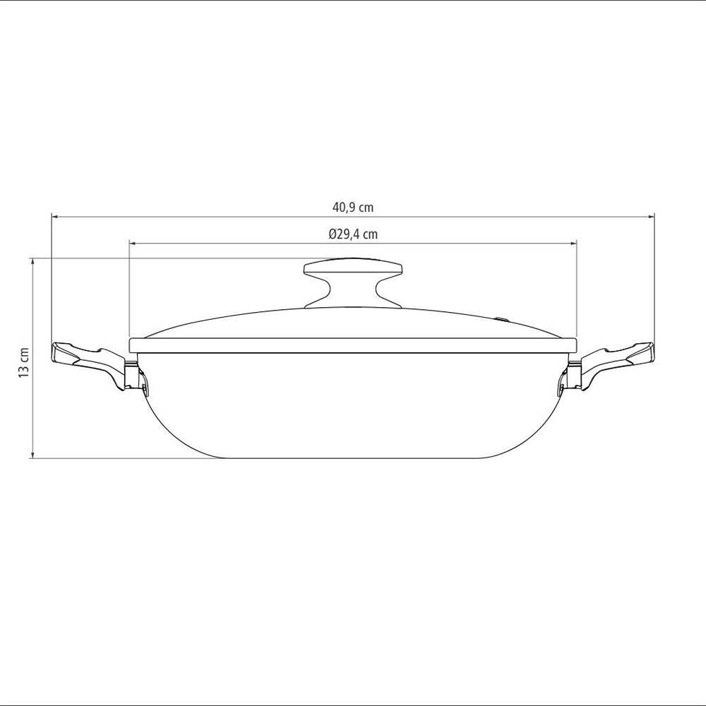 Kit  Panela Wok Alumínio 28cm + 1 Faqueiro 30pç + 1 Conjunto Facas 9pç - Tramontina
