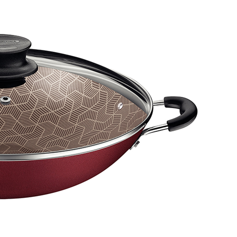 Wok Paris Aluminio Antiaderente 6l Vermelho Com Espumadeira Tramontina