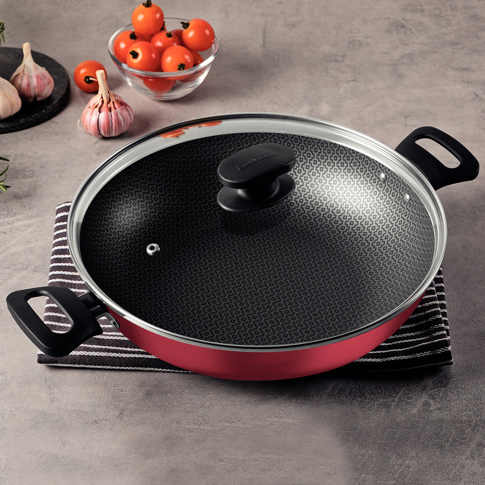 Kit  Jogo de Churrasco Inox 12 Peças Dynamic + 1 Panela Wok 3,3L 28cm Vermelha - Tramontina