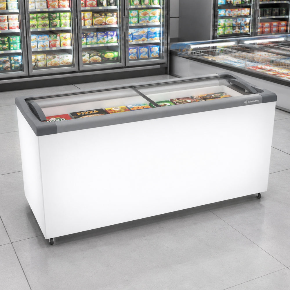 Freezer Horizontal Congelador 405/505 Litros Tampa De Vidro -18 ºC a -22 ºC NF55 - Metalfrio