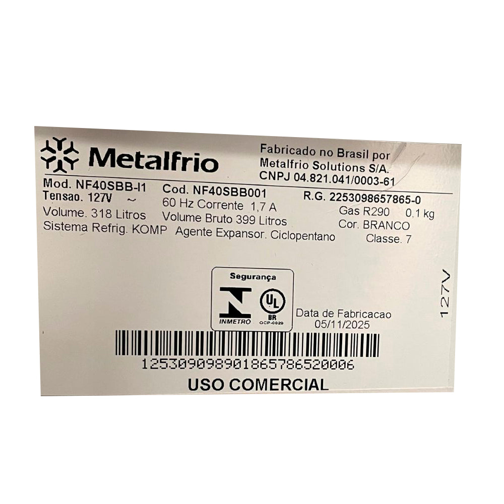 SEMINOVO - Freezer Horizontal Tampa de Vidro Congelados 318 Litros NF40 - Metalfrio 127V