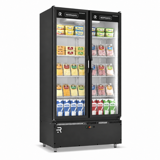 Autosserviço Expositor Vanguard Para Refrigerados 2 Portas Preto 0°C a 7ºC ASVR2PPB 220V - Refrimate