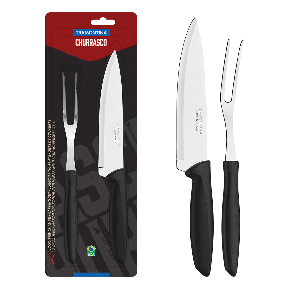 Jogo Trinchante Plenus Com Lâminas em Aço Inox e Cabos Pretos 2 Peças - Tramontina 23498410
