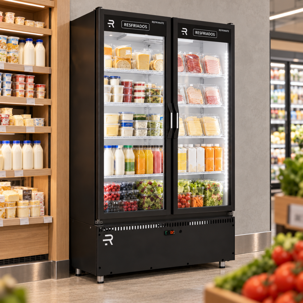 Autosserviço Expositor Vanguard Para Refrigerados 2 Portas Preto 0°C a 7ºC ASVR2PPB 220V - Refrimate