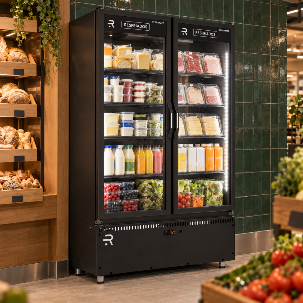 Autosserviço Expositor Vanguard Para Refrigerados 2 Portas Preto 0°C a 7 ºC ASVR2PPP 220V - Refrimate