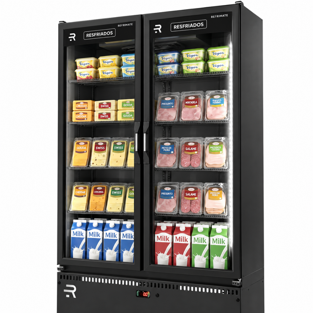 Autosserviço Expositor Vanguard Para Refrigerados 2 Portas Preto 0°C a 7 ºC ASVR2PPP 220V - Refrimate