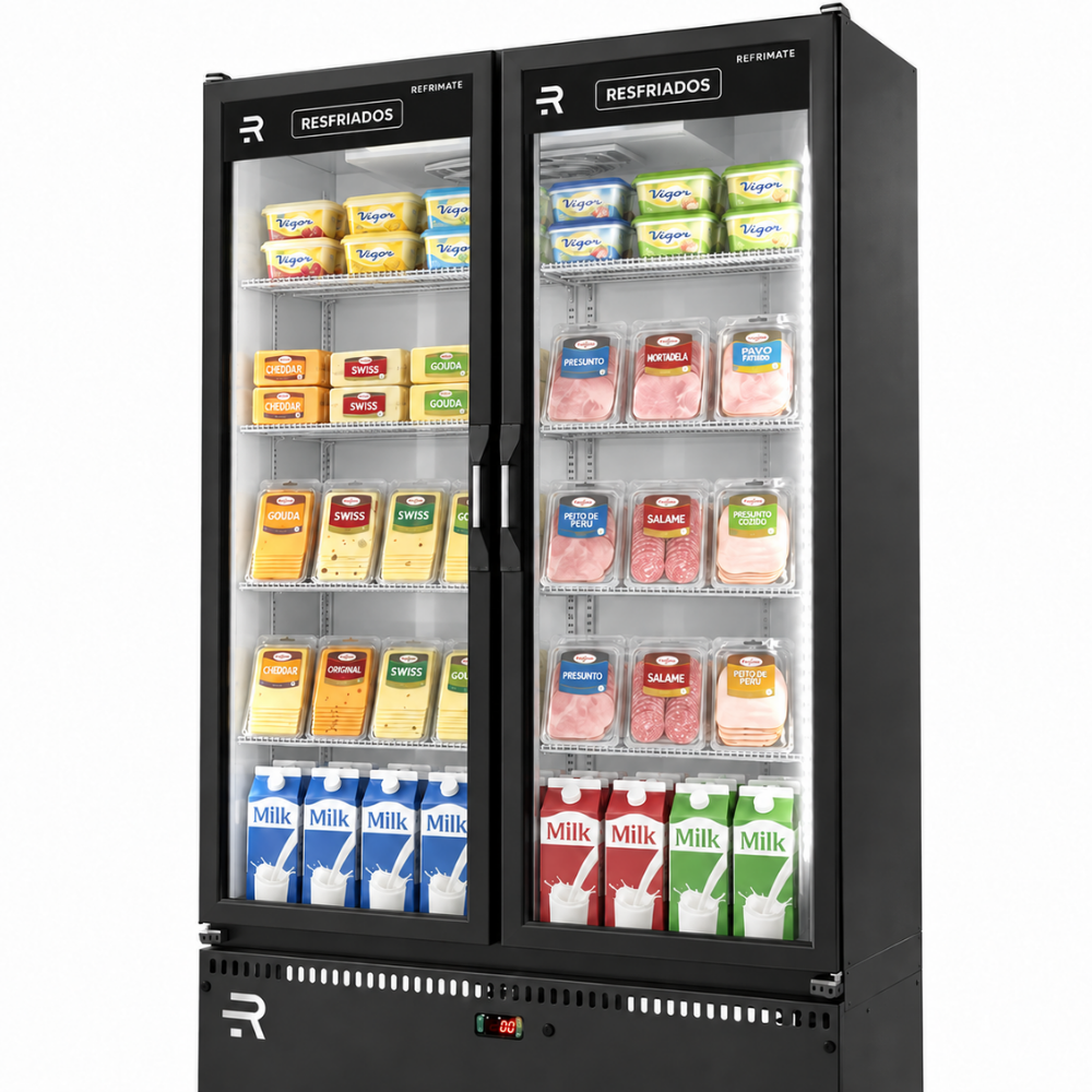 Autosserviço Expositor Vanguard Para Refrigerados 2 Portas Preto 0°C a 7ºC ASVR2PPB 220V - Refrimate