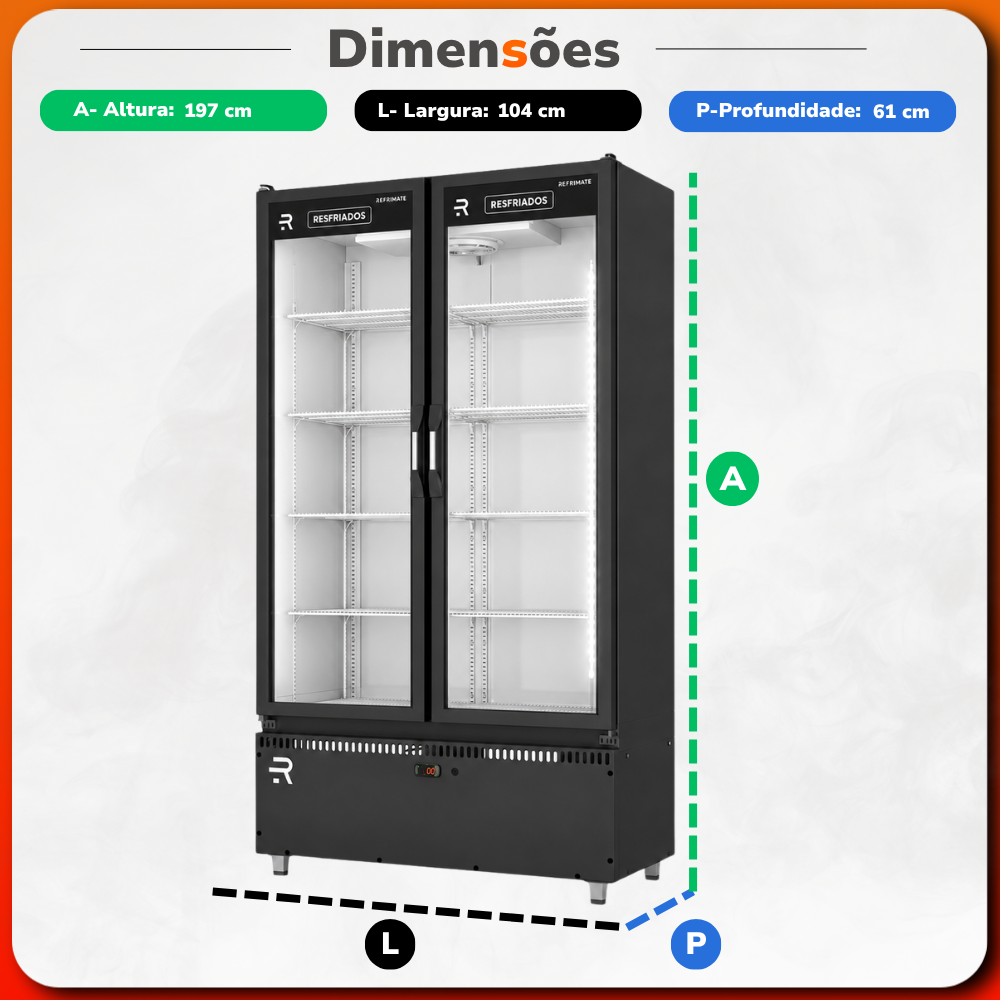 Autosserviço Expositor Vanguard Para Refrigerados 2 Portas Preto 0°C a 7ºC ASVR2PPB 220V - Refrimate