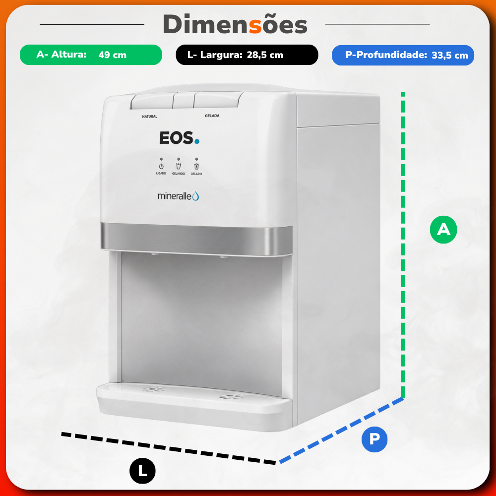 Bebedouro de Mesa Galão Mineralle Compressor Branco EBC041B 127v - Eos