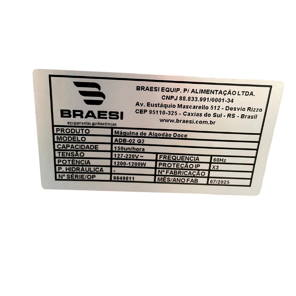 SEMINOVO - Máquina de Algodão Doce Inox Profissional ADB-02 Bivolt - Braesi