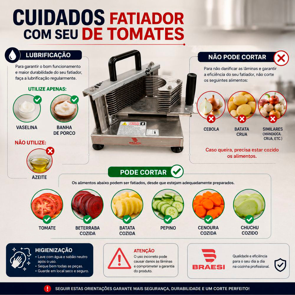 SEMINOVO - Fatiador Cortador Picador de Tomates Flb-180 - Braesi