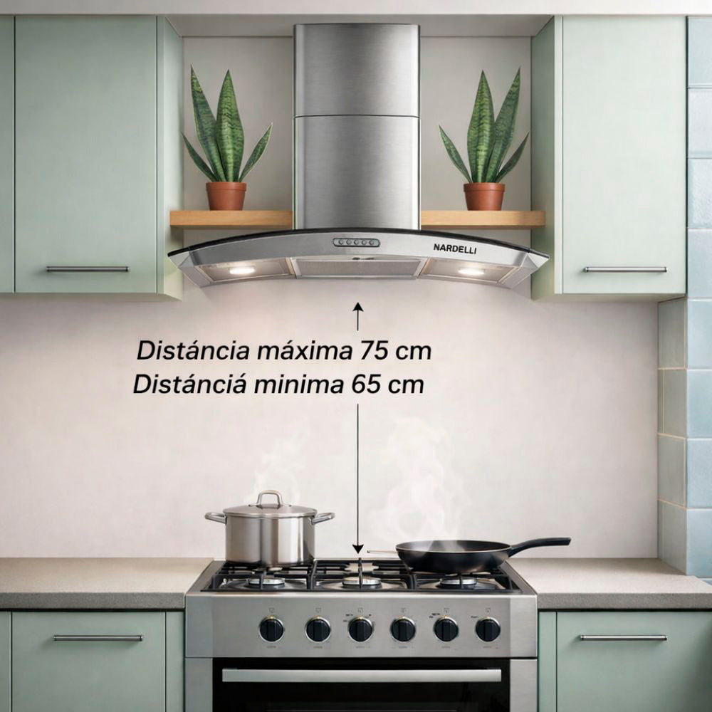 Coifa e Depurador Parede em Inox e Vidro Curvo 60cm Duto Slim CVC60 Slim 220V - Nardelli 50011000-2