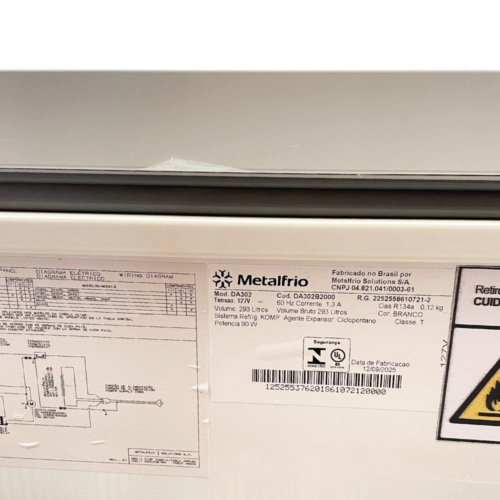SEMINOVO - Freezer Refrigerador 127V Congelador Horizontal Dupla Ação 293l DA302 Metalfrio