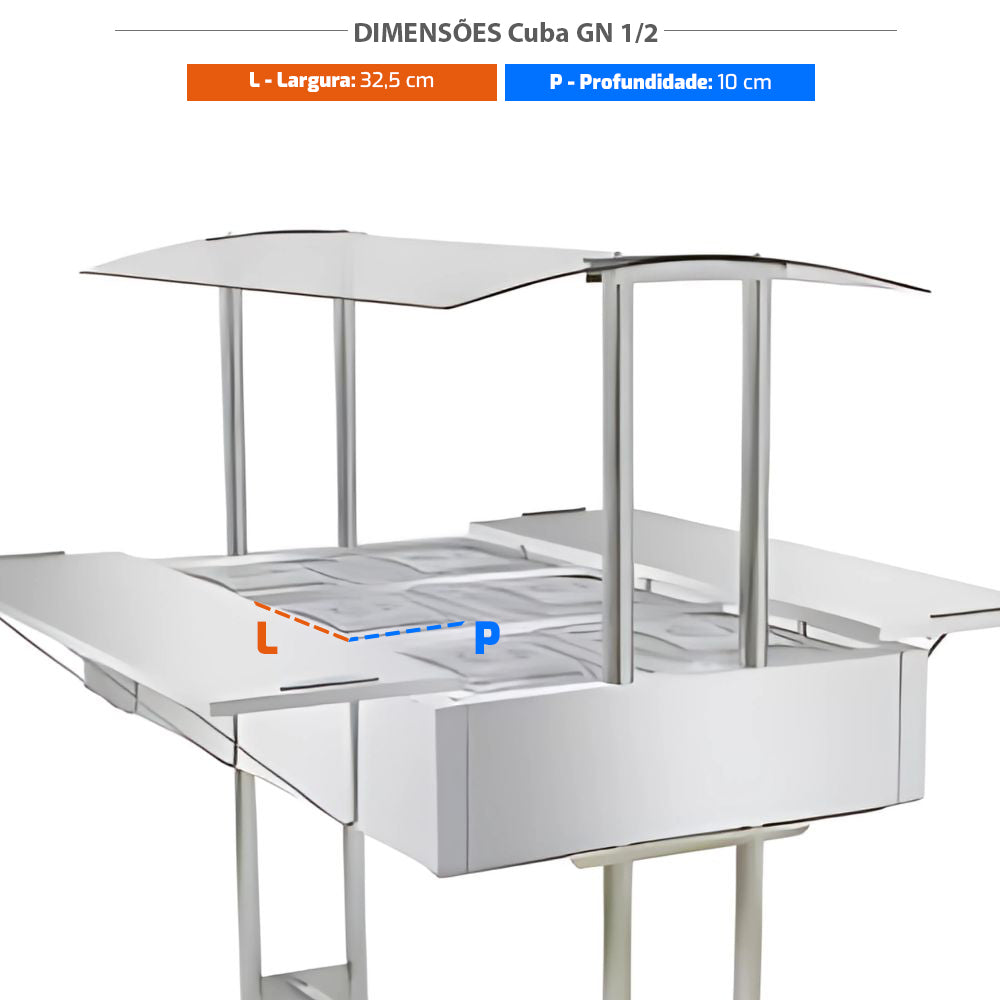 Buffet Estufa de Aquecimento Profissional Self Service Térmico 8 Cubas 1/2 GN EA8M – Venâncio