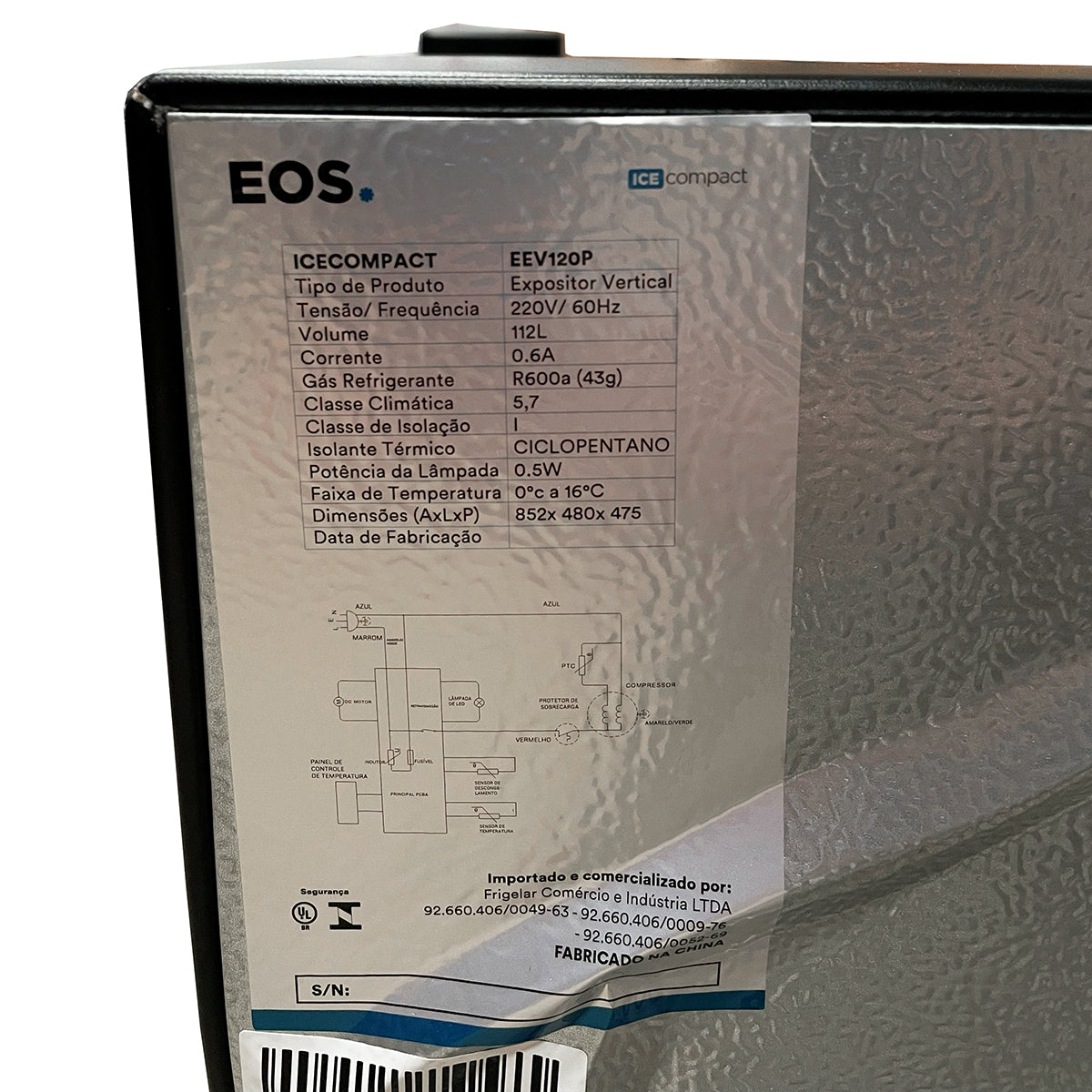 SEMINOVO - Refrigerador Expositor Vertical 124L Eco Gelo Preto EEV120P 220V - EOS