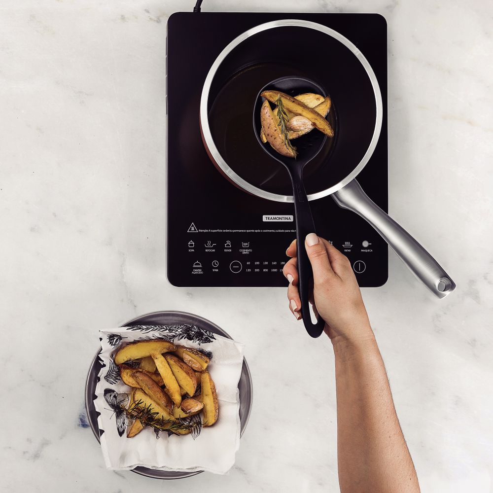 Wok Paris Aluminio Antiaderente 6l Vermelho Com Espumadeira Tramontina