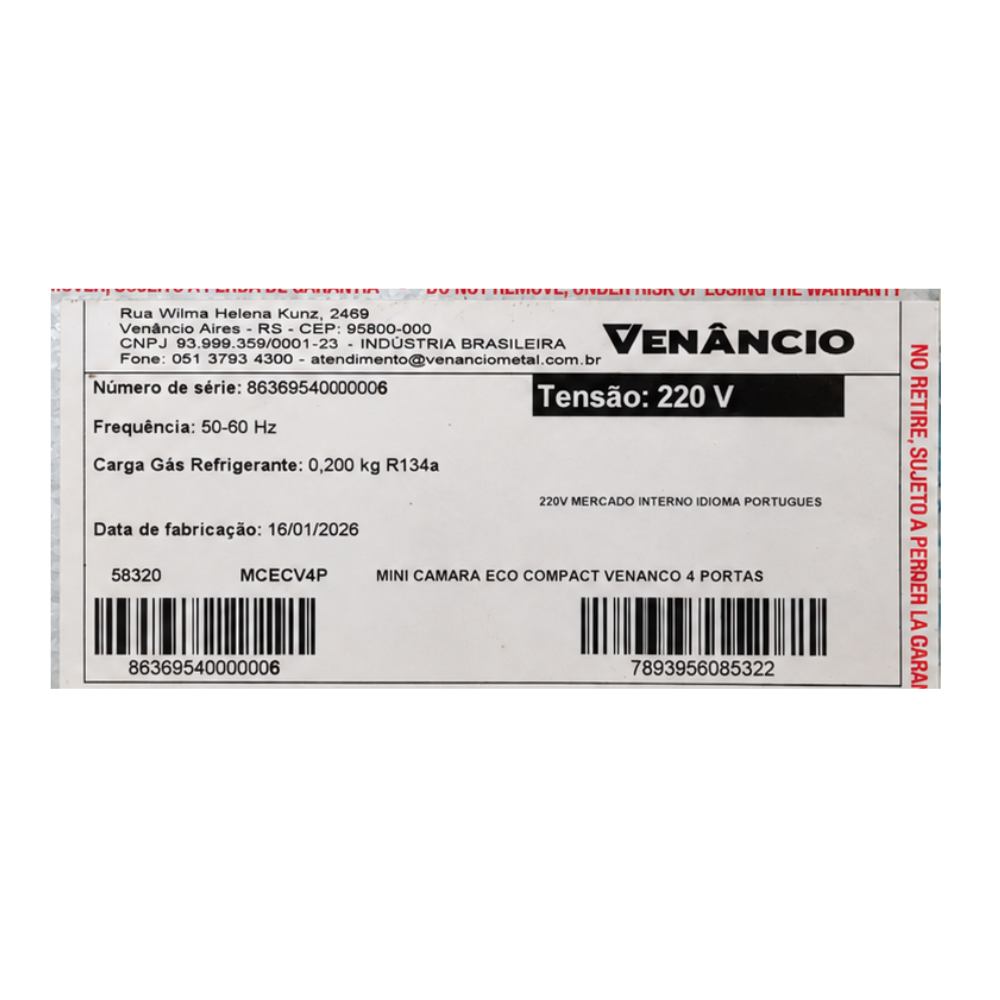 SEMINOVO - Refrigerador Vertical 4 Portas Inox Ext Comercial  MCECV4P 220V - VENANCIO