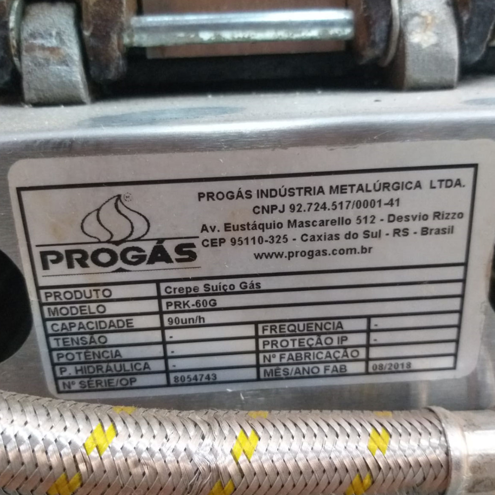 SEMINOVO - Prensa Gás de Crepes Suíço 06 Cavidades PRK-60g Style - Progás
